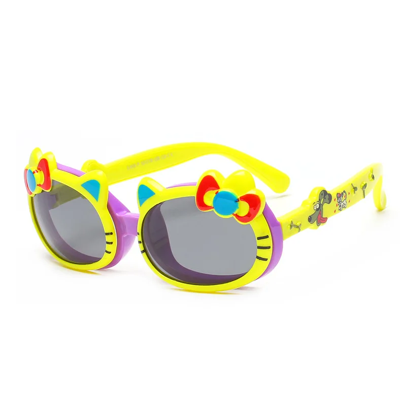 LDOFWJ Child Cute Cat Flip Up Polarized Sunglasses Kids Baby Infant Cartoon TAC TR90 Sun Glasses Outdoor Goggles Oculos |