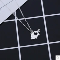 daisies pure 925 sterling silver hollow heart pig pendant necklace cute animal lover everyday colier statement jewelry