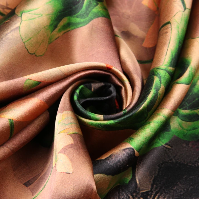 118 см ширина 19 мм 93% шелк и 7% спандекс зеленый цветочный принт коричневый стрейч