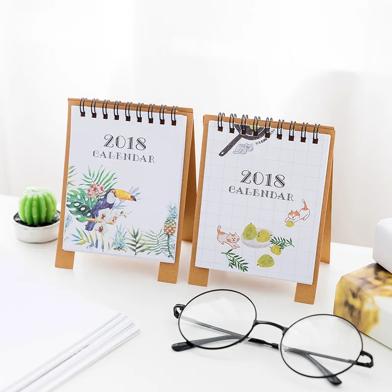 2018 год новый свежий Стиль DIY мультфильм мини настольных Бумага календарь