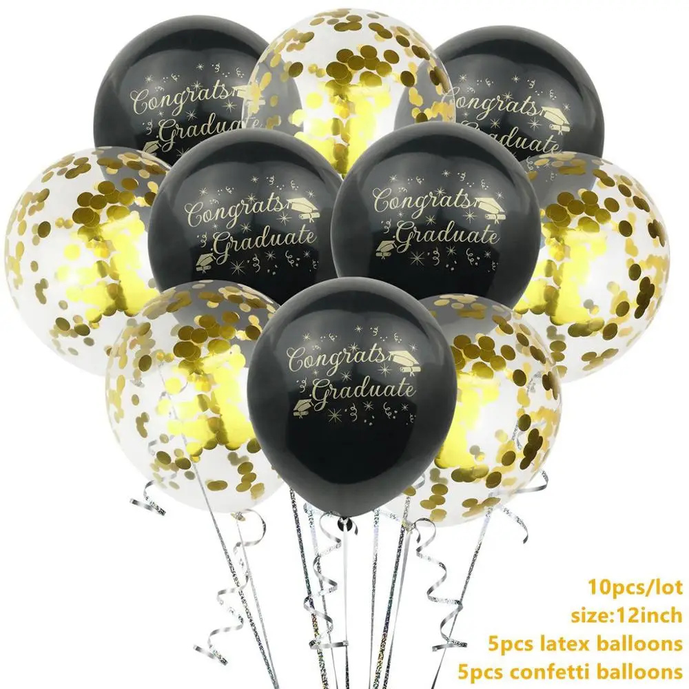 Graduation Balloons1 Taoup 10 шт. Золотое шампанское конфетти воздушные шары Выпускной фигурки Свадебные сувениры Выпускной круглый, из латекса баллоны аксессуары - Цвет: Graduation Balloons1