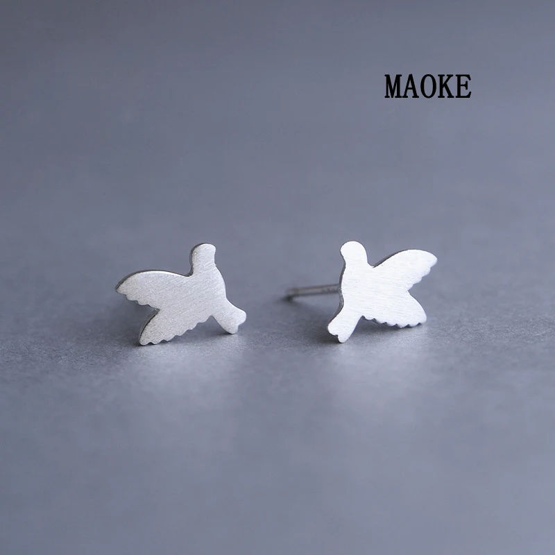 Женские серьги гвоздики в виде голубей из серебра 925 пробы|fashion stud earrings|stud