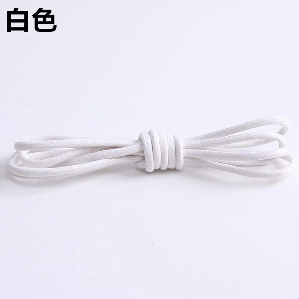 white 80cm 1 пара, модные Вощеные хлопковые тонкие круглые шнурки, 80 см/120 см, обувь с кружевом для мужчин и женщин - Цвет: white 80cm