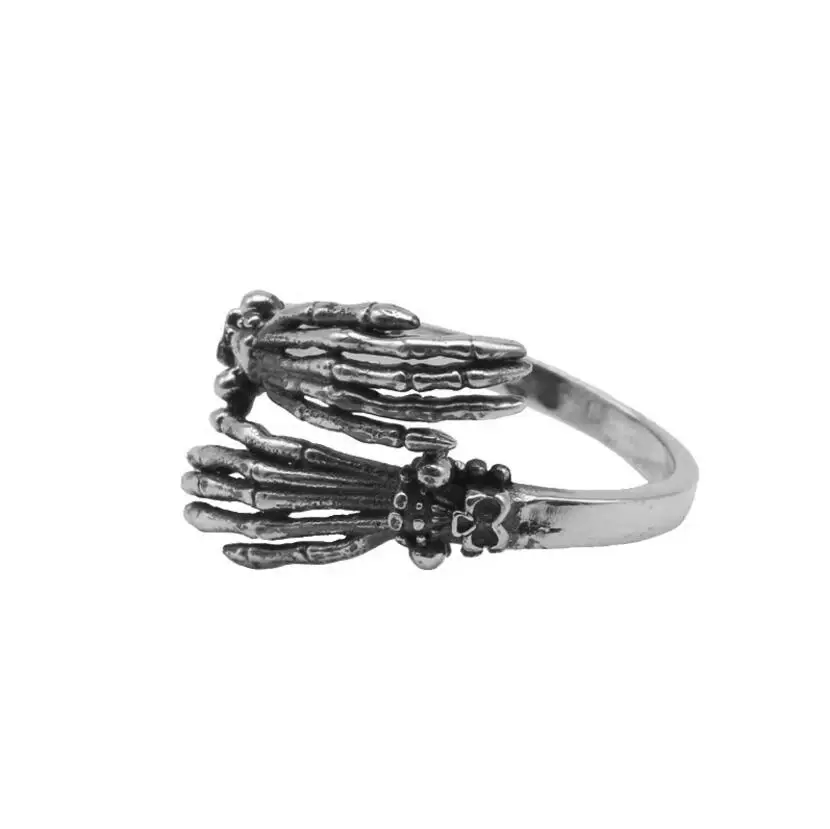 925 Sterling Silver Gothic Skull Skeleton Hand Band Ring For Men Women A3506 | Украшения и аксессуары