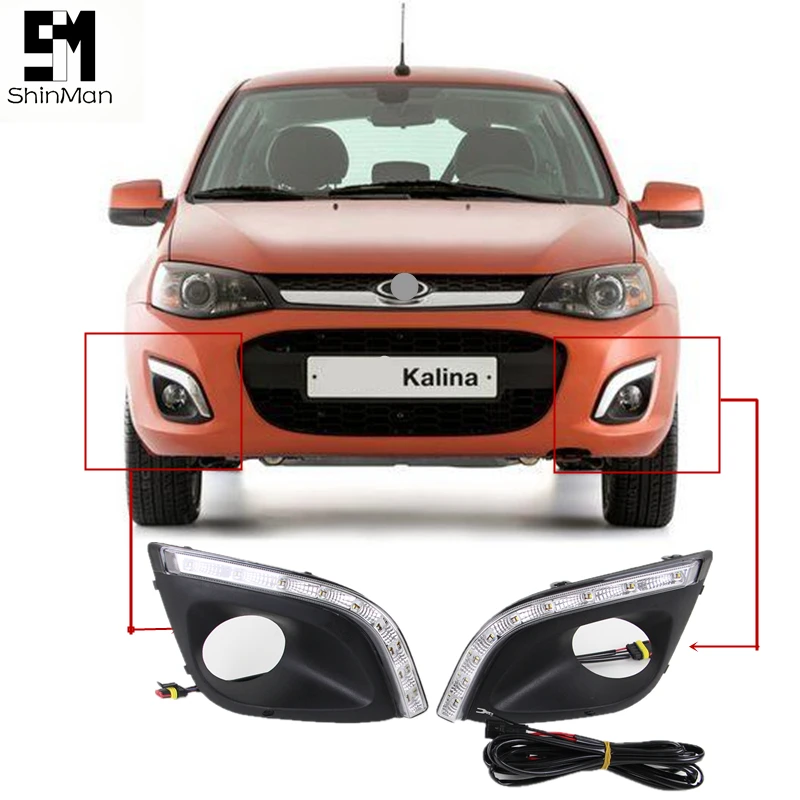 

Shinman Автомобильные дневные ходосветильник DRL с желтым сигналом поворота для LADA kalina 2014-2015 DRL автомобильный Стайлинг
