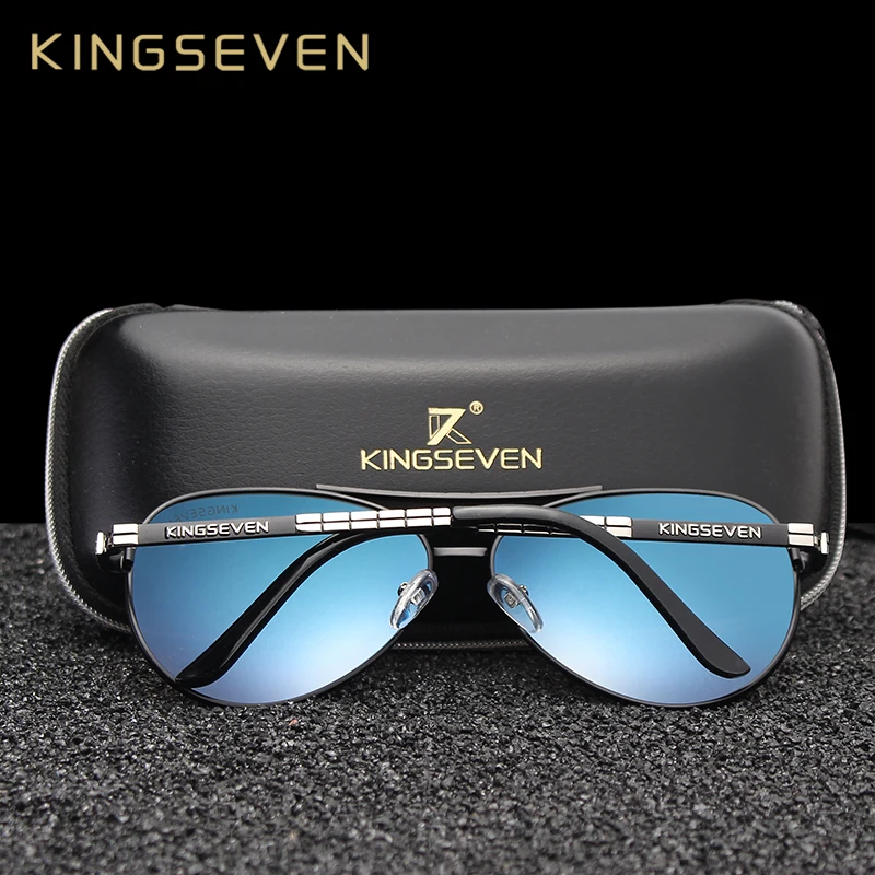 Мужские солнцезащитные очки KINGSEVEN черные классические водительские из алюминия