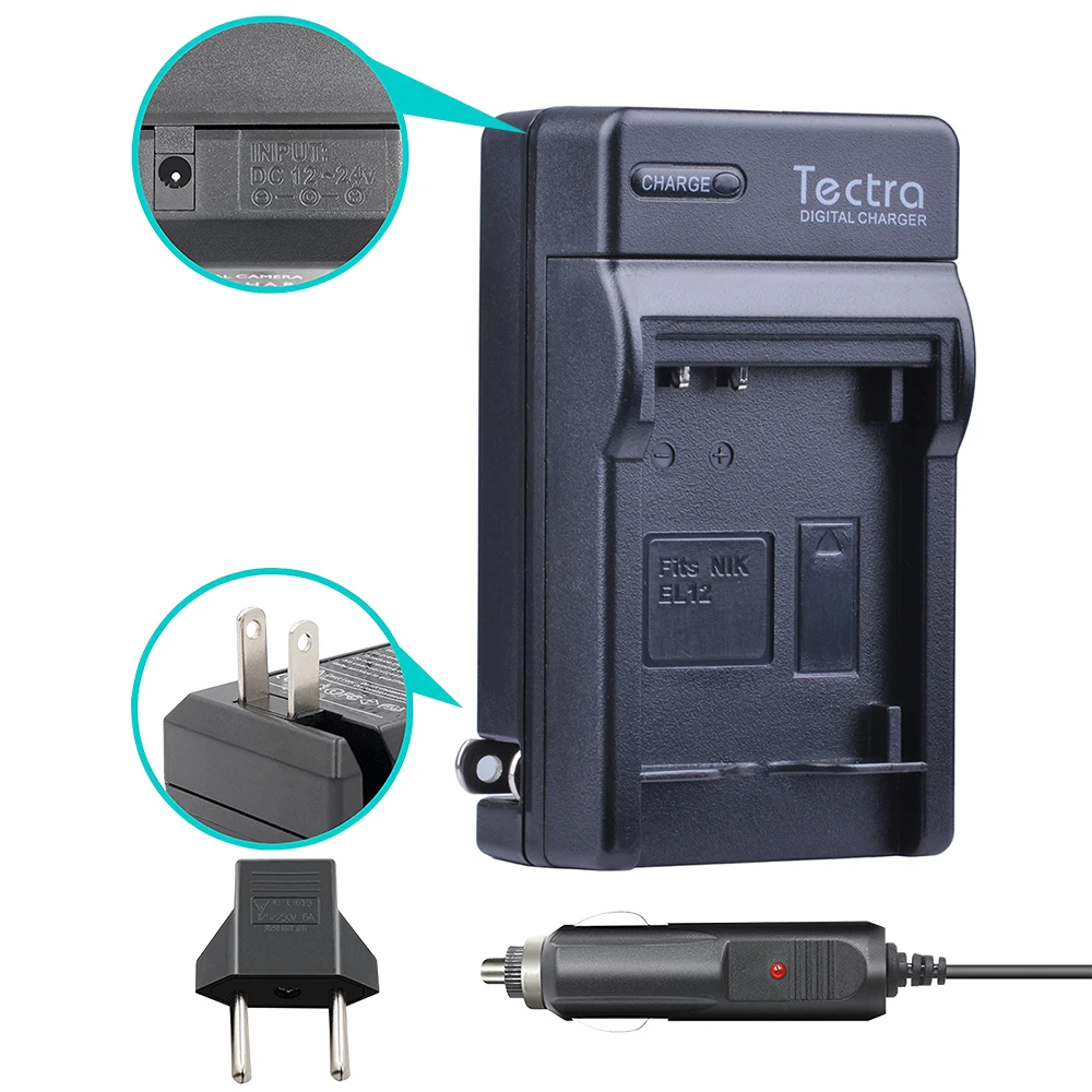 Tectra 3Pcs EN EL12 ENEL12 Bateria + Цифровое зарядное устройство для Nikon Coolpix S8200 S9100 S9200 S9300 P300 P310|en