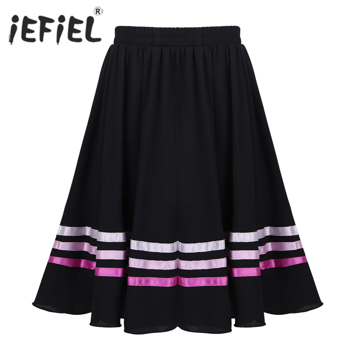 

Kids Girls Chiffon Modern Dancewear Tutu Pull-On Full Circle Ribbons Decorated Skirt Dance Dress for Ballet Stage Performance