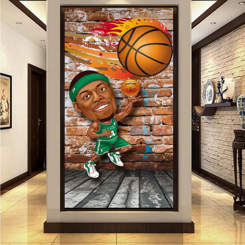 Free Shipping 3D cartoon basketball office decoration bedroom lobby mural bathroom restaurant wallpaper | Обустройство дома