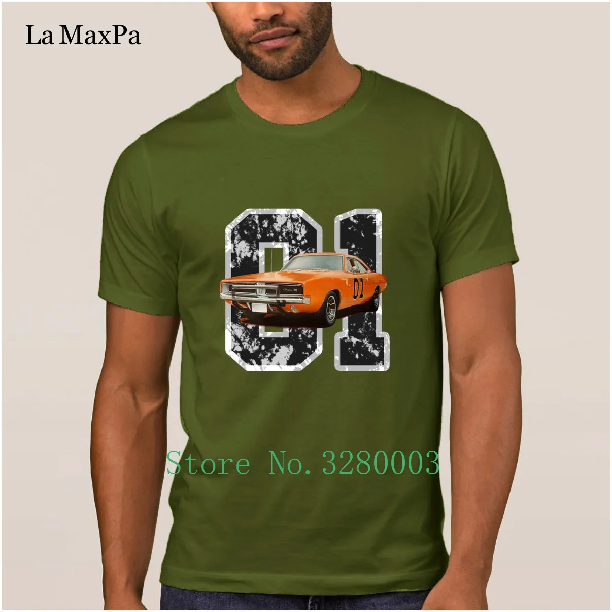 La Maxpa Costume Breathable men's t shirt 1970 charger general lee t-shirt Sunlight Pattern tee man cool Top Quality | Мужская