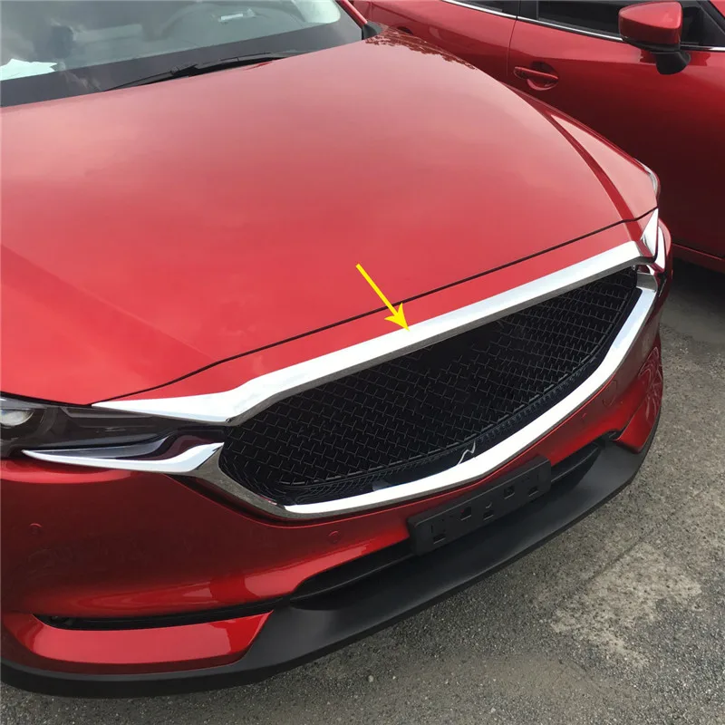 Для Mazda CX 5 CX5 2017 2018 ABS хромированный углеродного Краски Передняя решетка гриль