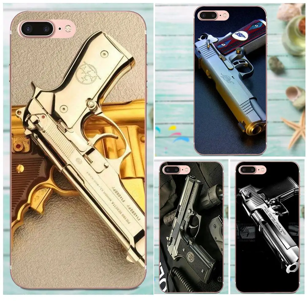 ТПУ телефон для Apple iPhone X XS Max XR 4 4S 5 5C 5S SE 6 6S 7 8 Plus пистолеты Glock оружие