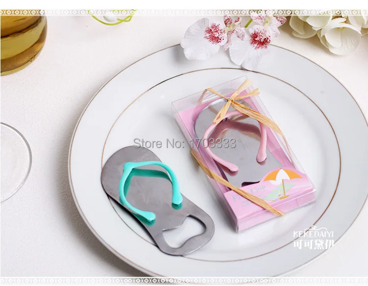 

Flip flop wine bottle opener with starfish wedding favor bridal shower guest gift blue pink DHL Fedex Free Shipping