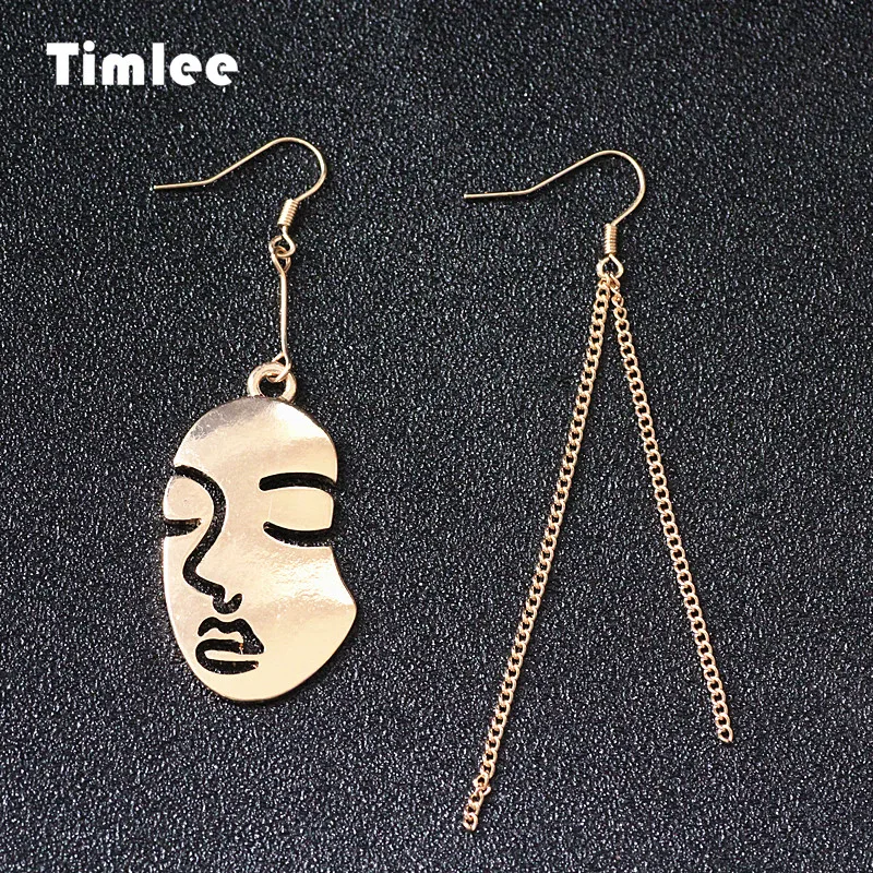Timlee E001 Бесплатная доставка новые модные абстрактные асимметричные серьги капли