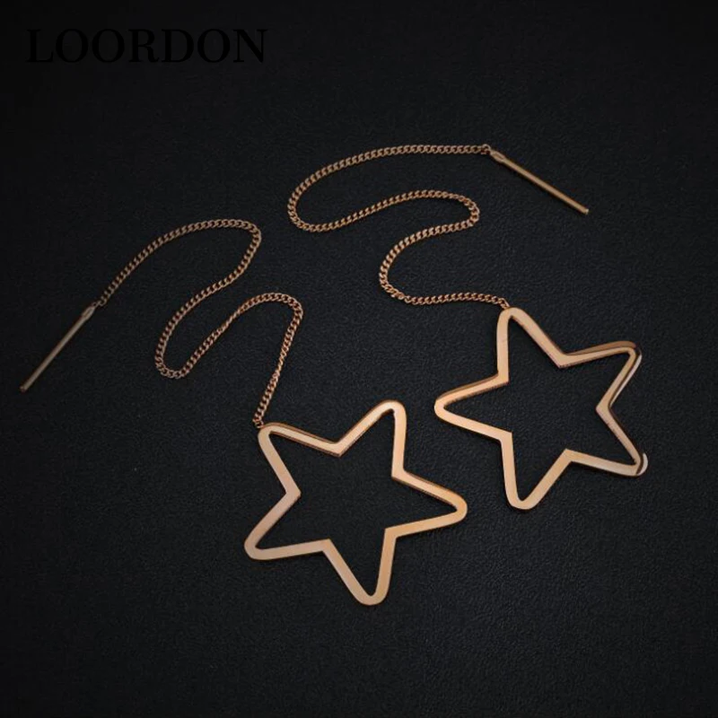 Loordon длинные цепочки мяч Висячие серьги для Для женщин розового золота Цвет милые