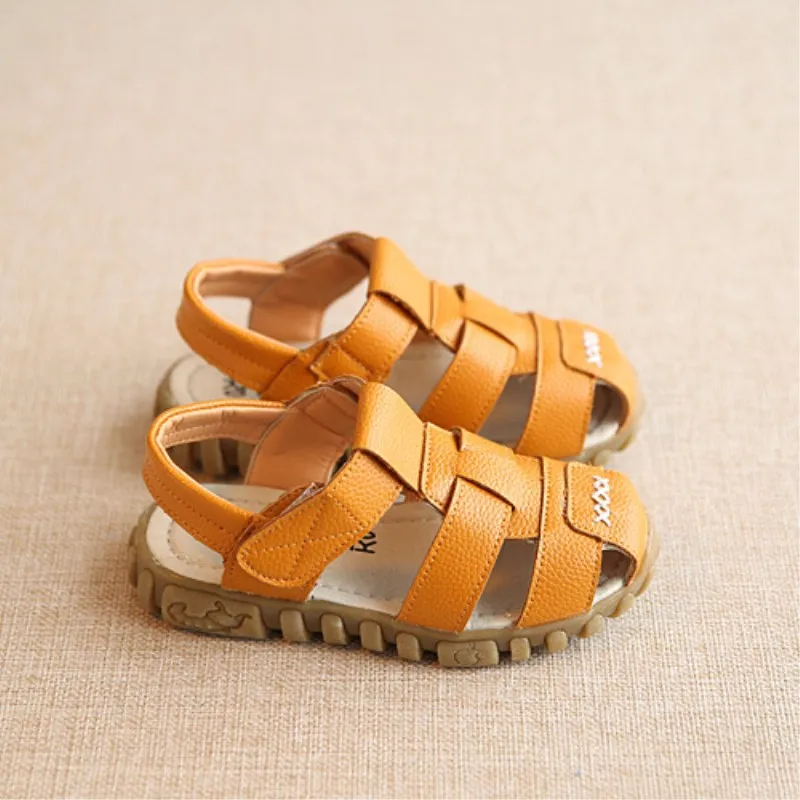 Сандалии из мягкой кожи для мальчиков пляжные сандалии с подошвой натуральной
