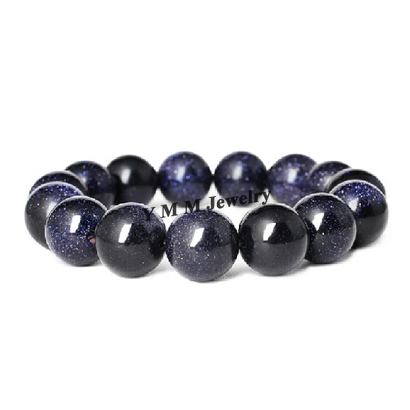 

Wholesale 5pcs/lot 14mm Blue Sand Stone Beaded Bracelet Natural Stone Bracelet For Men