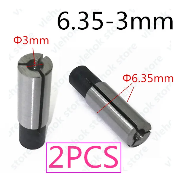 2PCS 6.35-3mm Гайка цанги передаточный переходник 3,175 мм 6 мм 4 мм 6,35 мм 3 мм заменить для Makita 3701 3703 3620 3709 3710 MTR050 MTR051 MT370 MT372 - Цвет: 2PCS 6.35-3mm
