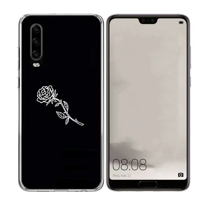 Силиконовый чехол для задней панели Abstract Line Face art dark Huawei P30 P20 Mate 20 10 Pro P10 lite P Smart + Plus