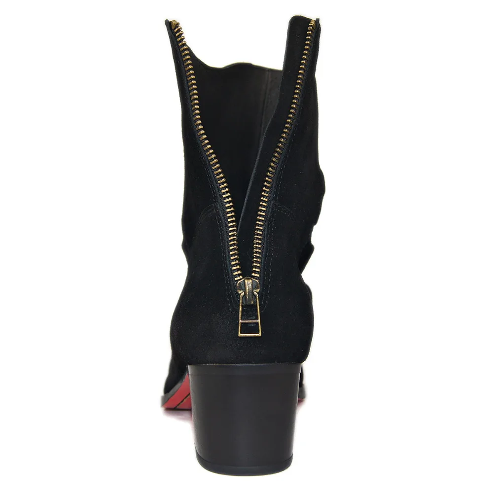 Обувь с красной подошвой из натуральной коровьей кожи; мужские замшевые ботинки на высоком каблуке; модные мужские складные сапоги «Челси» с высоким берцем на молнии в британском стиле