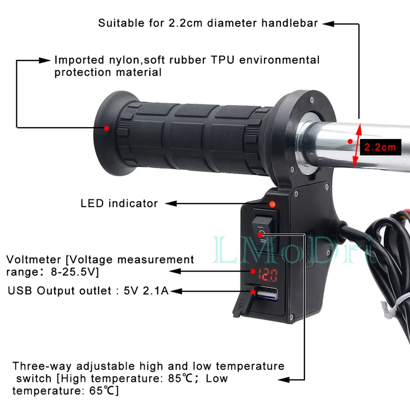 LMoDri мотоциклетные грелки 7/8 &quotРуль с электрическим подогревом ручка Мульти