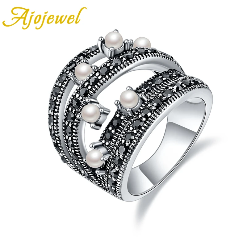 Ajojewel Брендовое винтажное открытое геометрическое кольцо Размер 7 9 роскошное