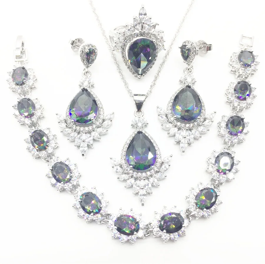 Комплект из колье серёг и браслета серебра 925 пробы | Украшения аксессуары