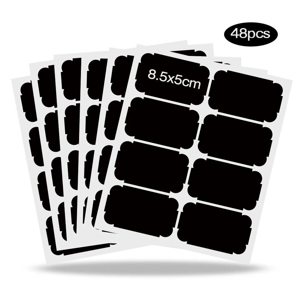 48 шт. Стикеры для специй этикетка стикеры бутылок банок органайзеров черная