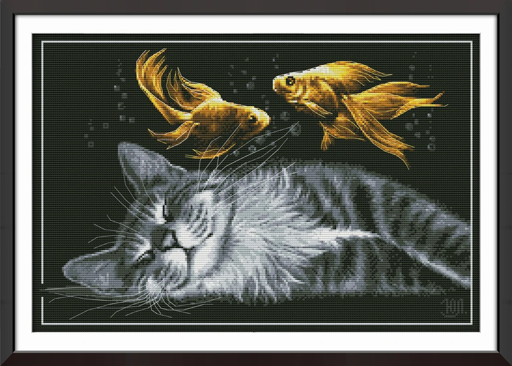 Joy Sunday Cat's dream китайские наборы для вышивки крестом экологический хлопок прозрачный 14CT штампованный Печатный DIY Свадебные украшения для дома