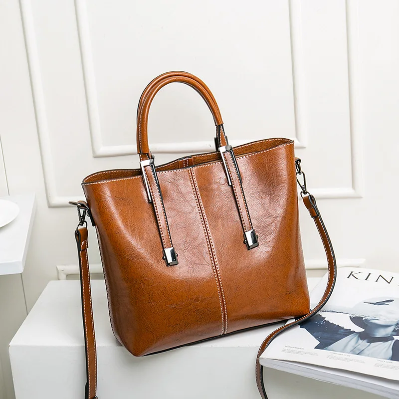 Женская винтажная сумка FUNMARDI из масляной вощеной кожи женские сумки модная