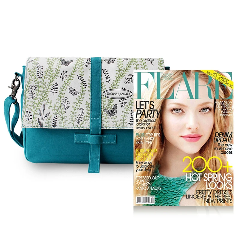 Женская холщовая сумка мессенджер с цветочным принтом модная через плечо для