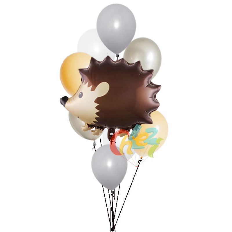 Hedgehog set 9pcs 9 шт воздушные шары из фольги в виде животного, лисы, ежика, белки, енота, дня рождения, свадьбы, вечерние, декоративные латексные гелиевые воздушные шарики, детские игрушки - Цвет: Hedgehog set 9pcs