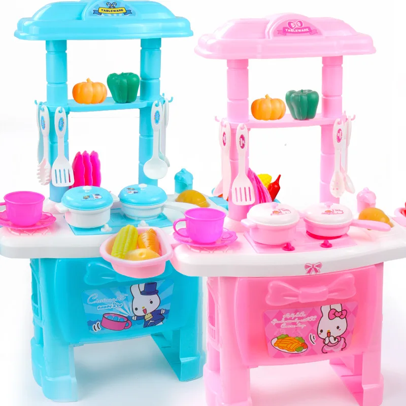 DIY ролевые игры розовый синий обеденный стол кухня еда игрушки Cocina De Juguete игрушка детская кухня