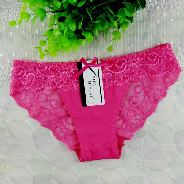 Специальное предложение, однотонное Cueca, настоящая распродажа, женское нижнее белье, газовые стринги, женские трусики, хлопковые кружевные трусы - Цвет: rose red