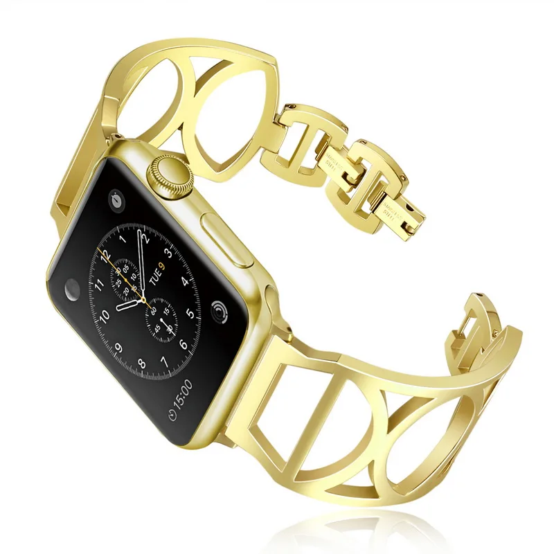 Для женщин розово-золотистый ремешок для наручных часов Apple Watch, версии 44/40/42/38 мм Нержавеющая сталь браслет для наручных часов iWatch серии, на возраст 1, 2, 3, 4, ремень