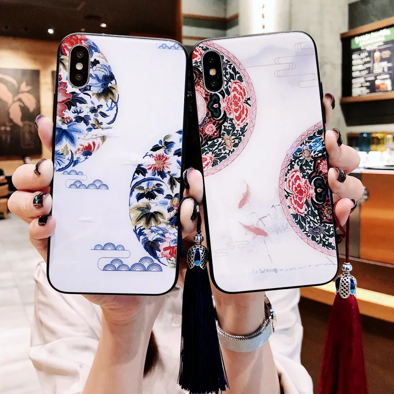 Для iPhone XS 10 S Max Xr 8 7 6 6s Plus чехол с цветочным узором закаленное стекло для Apple X R + Funda |