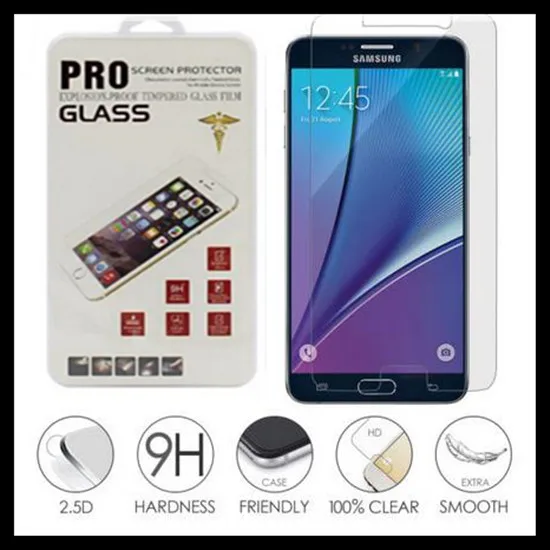 

500pcs/lot Premium 9H 0.3MM 2.5D Tempered Glass Screen Protector For Samsung Galaxy Note 5 N9200 Protective Film