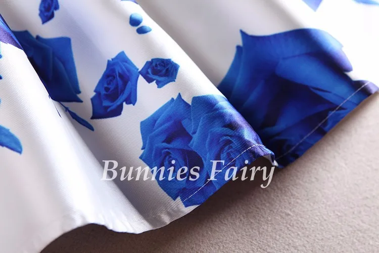 BunniesFairy 50s Винтаж юбки для женщин женские Романтический фантазия синее розовое Цветочный принт миди-юбка с высокой талией плиссированная фатиновая юбка-пачка от Saia Feminina