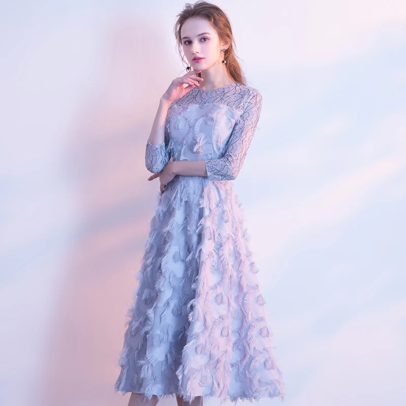 Robe De Soiree платья для выпускного вечера с сиреневыми перьями А-образные длинные женские вечерние платья с длинными рукавами Вечерние платья