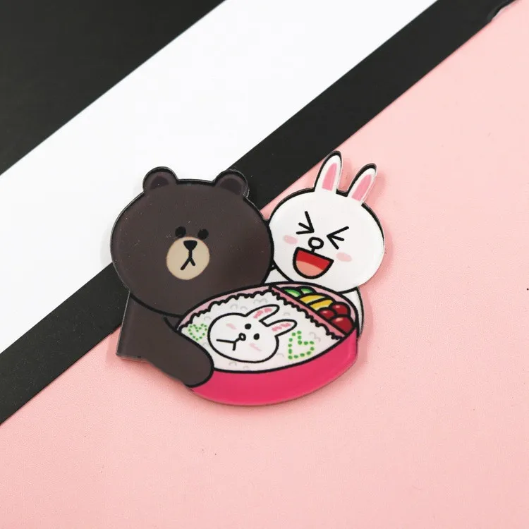 1 шт. мультфильм Kawaii лацкане коричневый медведь Конни Броши «кролик» брошь с животными Медведи Милый гризли панда лед медведь denimоптовая значки - Цвет: XZ336