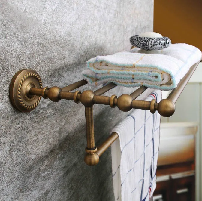 Wall Mounted Vintage Retro Antique Brass Bathroom Large Towel Rail Bar Holder Shelf Accessory mba087 | Обустройство дома