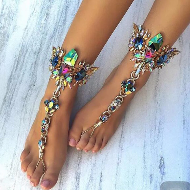 1 шт. модные летние хрустальные стразы ножной браслет пляжные макси браслеты на