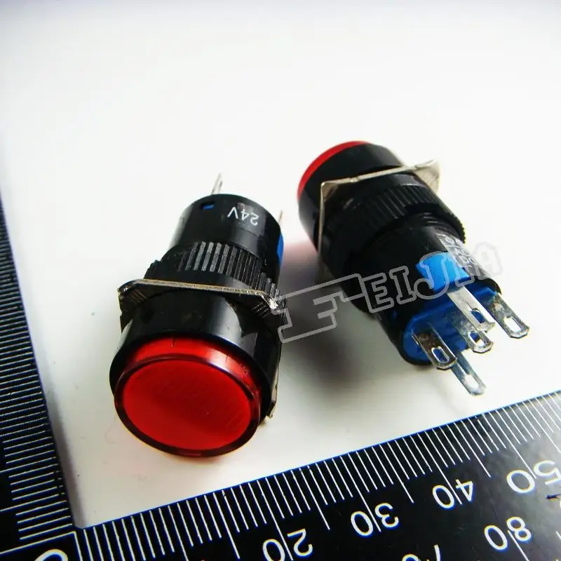 AL6-A со светодиодной подсветкой красного цвета AC 3A/250V (DC 30 V/5A) 5Pin самоблокирующийся