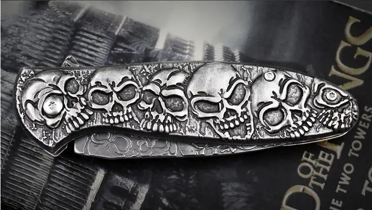 Призрак череп голова 2 стиля stonewash стальной складной нож уличные штаны для охоты ножи инструменты для выживания коллекция подарки