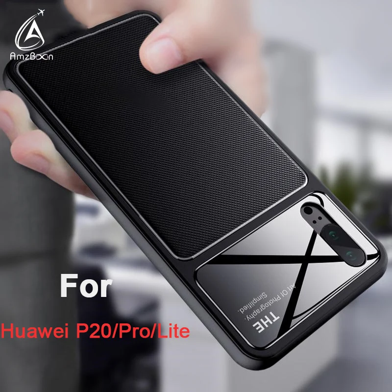 Amzboon роскошь Вернуться ТПУ Стекло протектор чехол для huawei P20 PRO Телефон