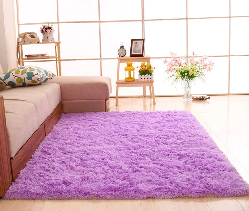 Purple long hair Современные мохнатые ковры, коврик для гостиной, спальни, коврик для столовой, домашний декор, ковер, Нескользящие плюшевые напольные коврики, пушистые коврики - Цвет: Purple long hair
