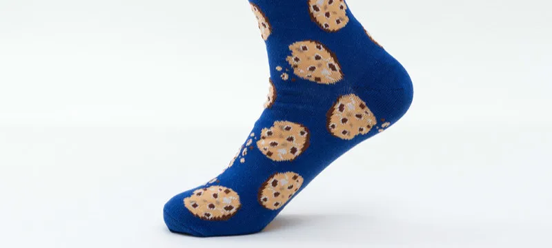 Cookies Женские носки с забавными милыми мультяшными фруктами, бананом, авокадо, лимоном, яйцом, печеньем, пончиками, едой, счастливым японским Харадзюку, хип-хоп хлопковые носки - Цвет: Cookies