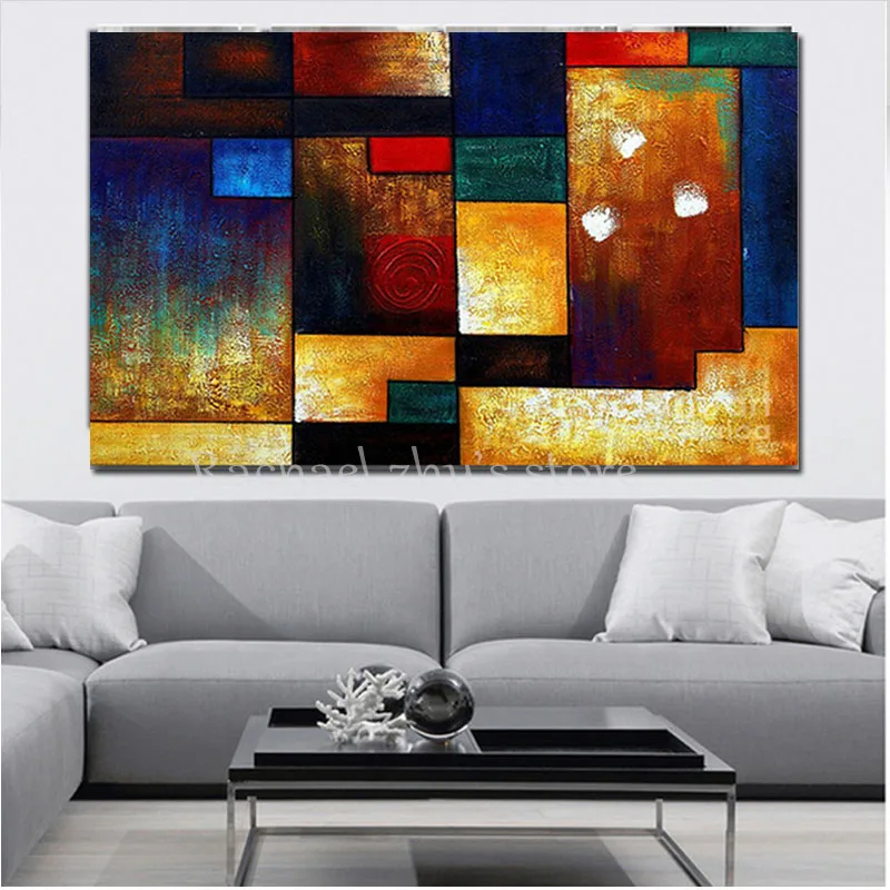 Супербольшая ручная роспись Современные Абстрактные цветные блоки картина