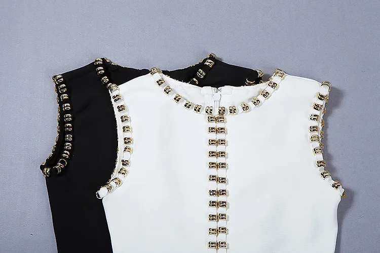 Белый цвет вид спереди сплит-платье без рукавов с бусинами Праздничное платье на