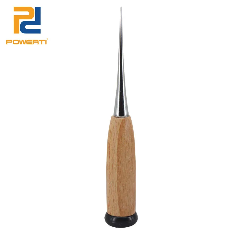 

POWERTI 3pcs/lot Tennis Racket String Machine Stringing Parts -Straight Steel Tip Awl Badminton String Tools Wooden Handle